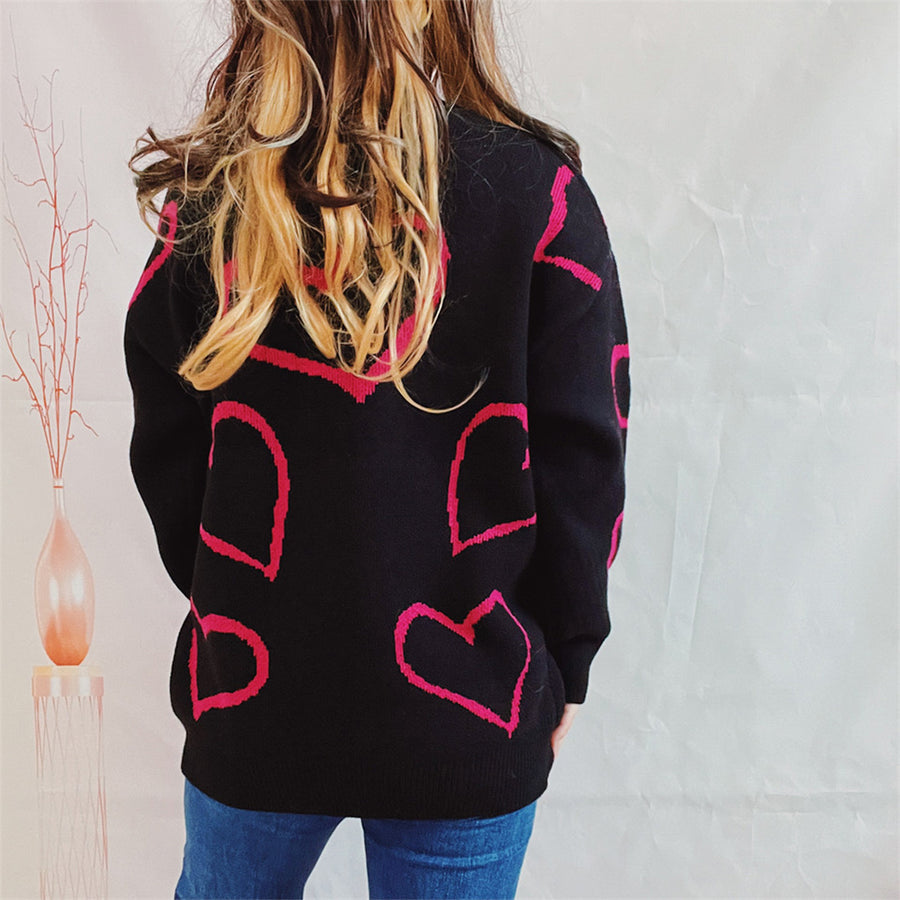Nova Bellamy — Heart Pattern Long Sleeve Sweater, alternate view 2