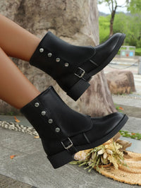 Lior Fiorenza — Buckle Block Heels Boots Fashion Footwear, alternate view 8