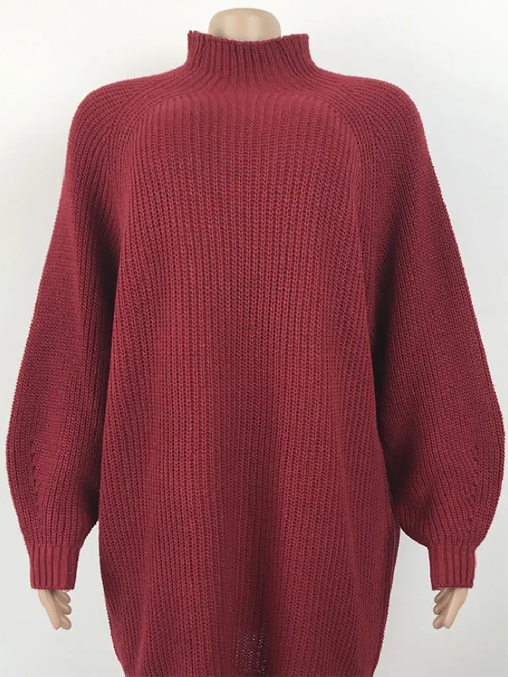 Indigo Delacroix — Mock Neck Dropped Shoulder Sweater Dress, alternate view 5