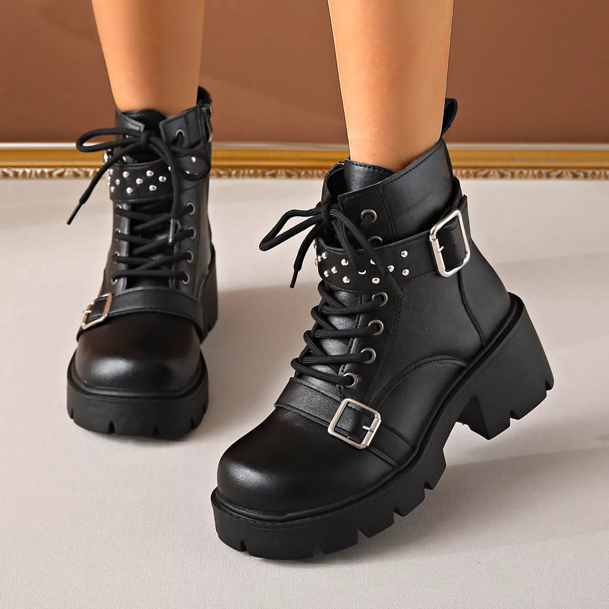 Ellis Marino — Round Toe Block Heels Boots Fashion Footwear, alternate view 3