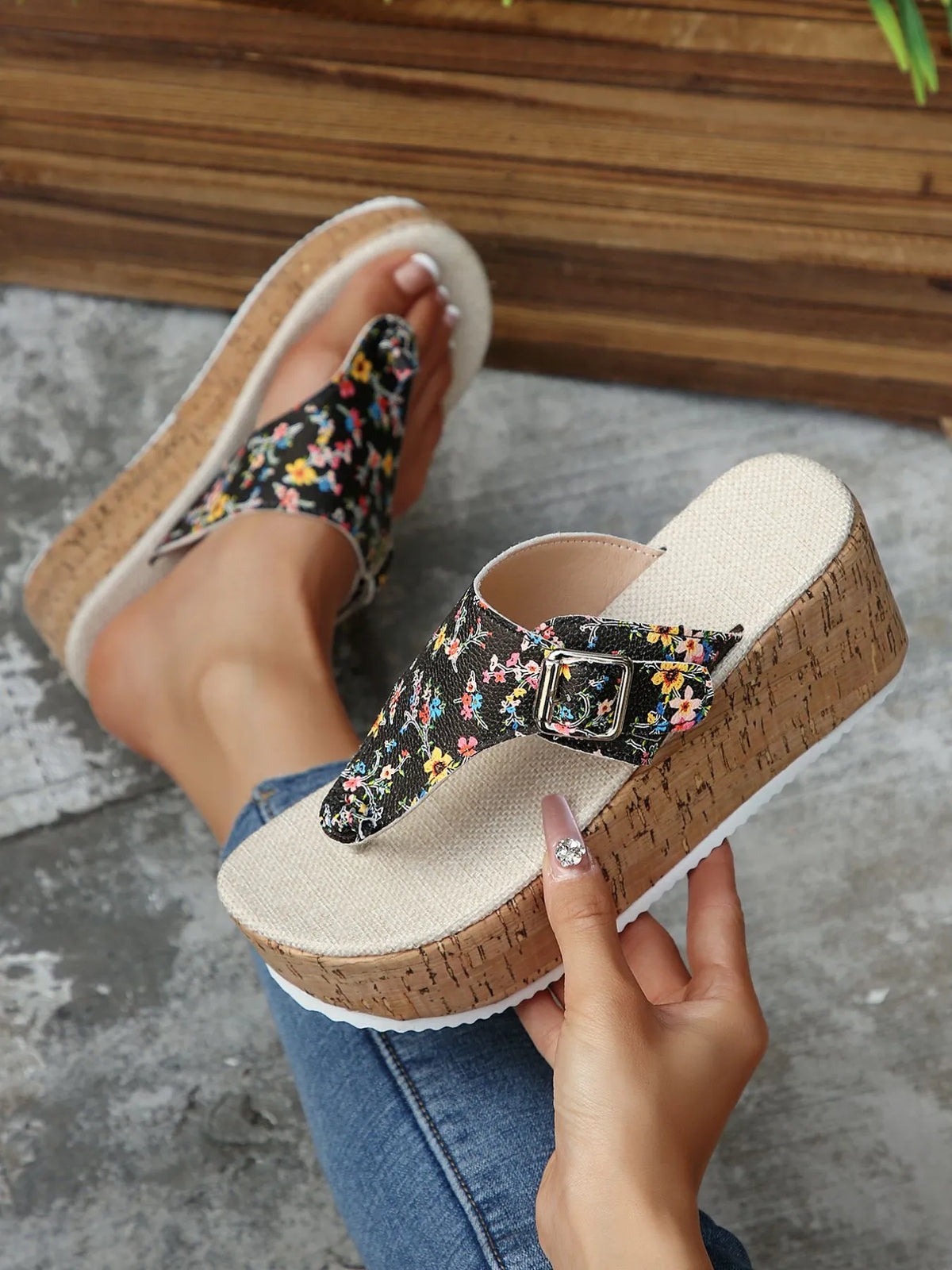 Jules Marino — Floral Print Wedge Platform Sandals Fashion Footwear, alternate view 3