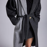Belted Single Buttoned Maxi Grey Cashmere Mira Trench Coat-4