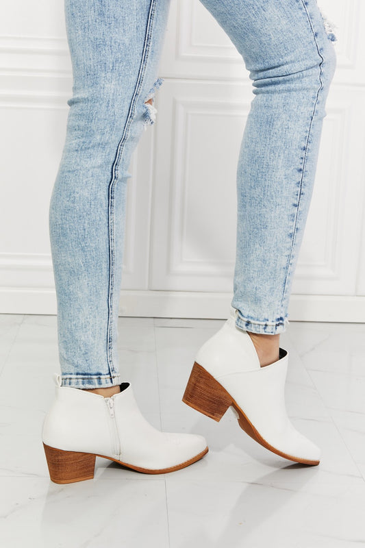 MMShoes Trust Yourself Embroidered Crossover Cowboy Bootie in White - Opulent Empire