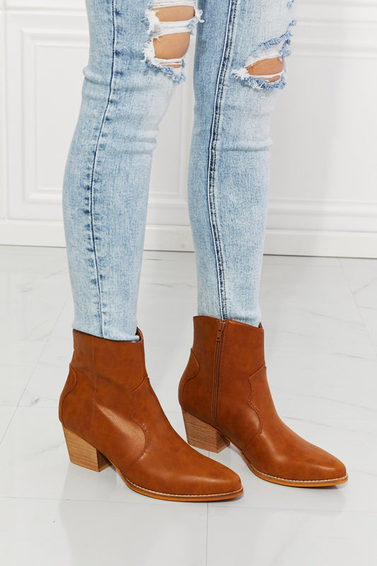 MMShoes Watertower Town Faux Leather Western Ankle Boots in Ochre - Opulent Empire