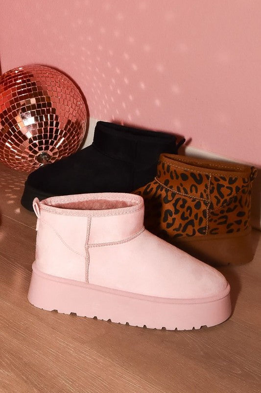 WILD DIVA Leopard Suede Round Toe Platform Booties - Opulent Empire