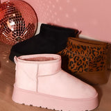 WILD DIVA Leopard Suede Round Toe Platform Booties - Opulent Empire