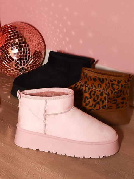 WILD DIVA Leopard Suede Round Toe Platform Booties - Opulent Empire
