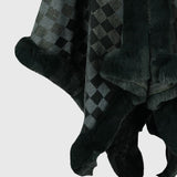 Checkered Faux Fur Trim Poncho - Opulent EmpireCheckered Faux Fur Trim PonchoOpulent EmpireClothing