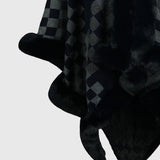 Checkered Faux Fur Trim Poncho - Opulent EmpireCheckered Faux Fur Trim PonchoOpulent EmpireClothing