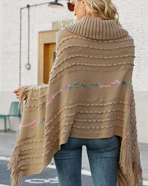 Cloak Sleeve Fringe Detail Poncho - Opulent EmpireCloak Sleeve Fringe Detail PonchoOpulent EmpireClothing