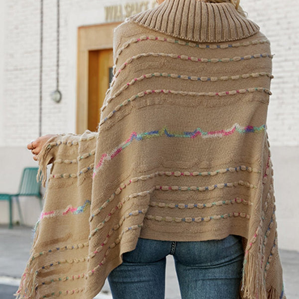 Cloak Sleeve Fringe Detail Poncho - Opulent EmpireCloak Sleeve Fringe Detail PonchoOpulent EmpireClothing