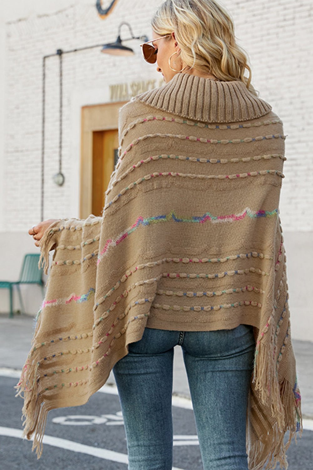 Cloak Sleeve Fringe Detail Poncho - Opulent EmpireCloak Sleeve Fringe Detail PonchoOpulent EmpireClothing