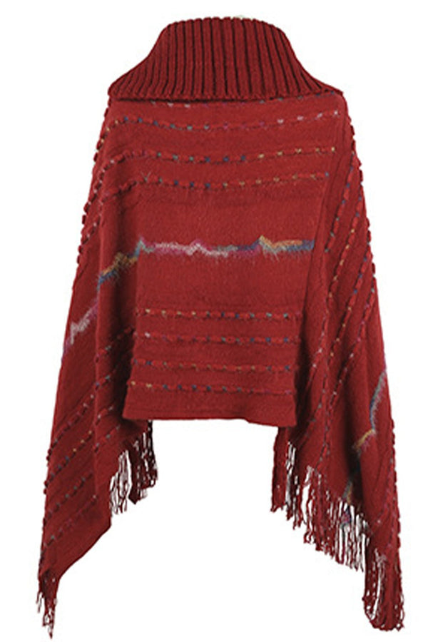 Cloak Sleeve Fringe Detail Poncho - Opulent EmpireCloak Sleeve Fringe Detail PonchoOpulent EmpireClothing