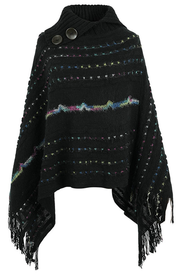 Cloak Sleeve Fringe Detail Poncho - Opulent EmpireCloak Sleeve Fringe Detail PonchoOpulent EmpireClothing