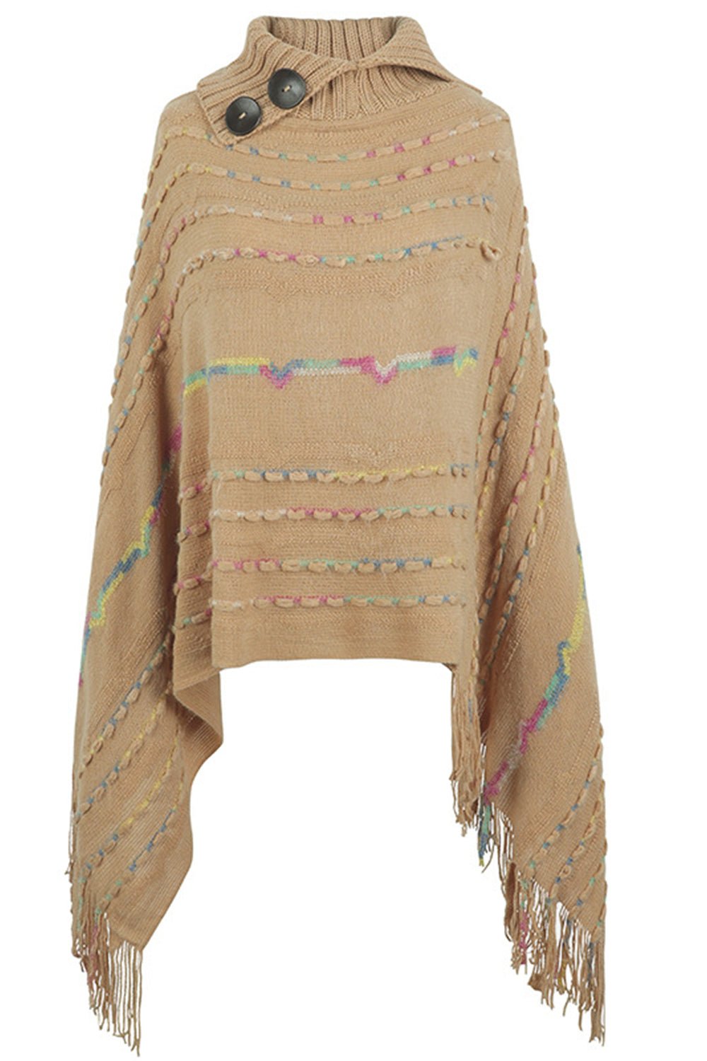 Cloak Sleeve Fringe Detail Poncho - Opulent EmpireCloak Sleeve Fringe Detail PonchoOpulent EmpireClothing