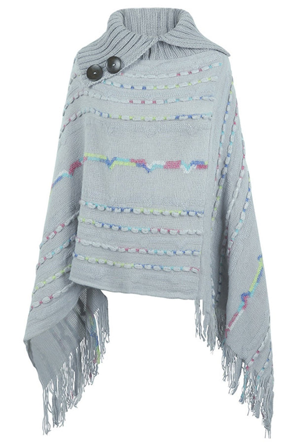 Cloak Sleeve Fringe Detail Poncho - Opulent EmpireCloak Sleeve Fringe Detail PonchoOpulent EmpireClothing