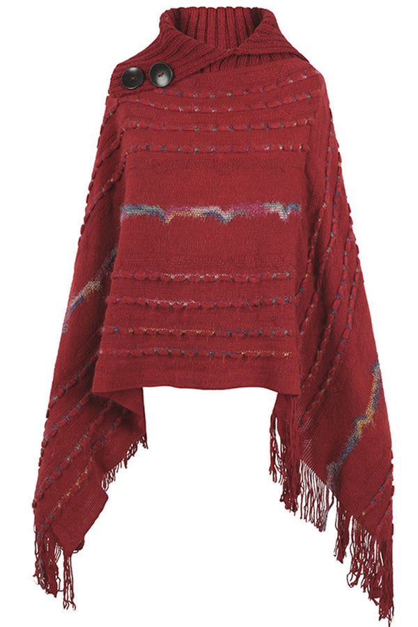 Cloak Sleeve Fringe Detail Poncho - Opulent EmpireCloak Sleeve Fringe Detail PonchoOpulent EmpireClothing