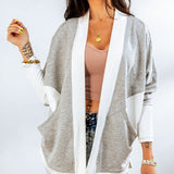 Contrast Open Front Cardigan with Pockets - Opulent EmpireContrast Open Front Cardigan with PocketsOpulent Empire