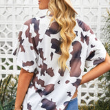 Cow Print Raglan Sleeve Tee Shirt - Opulent EmpireCow Print Raglan Sleeve Tee ShirtOpulent Empire