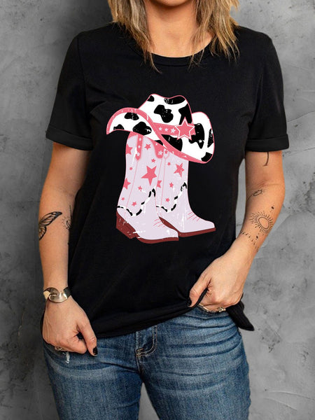 Cowboy Hat and Boots Graphic Tee - Opulent EmpireCowboy Hat and Boots Graphic TeeOpulent Empire