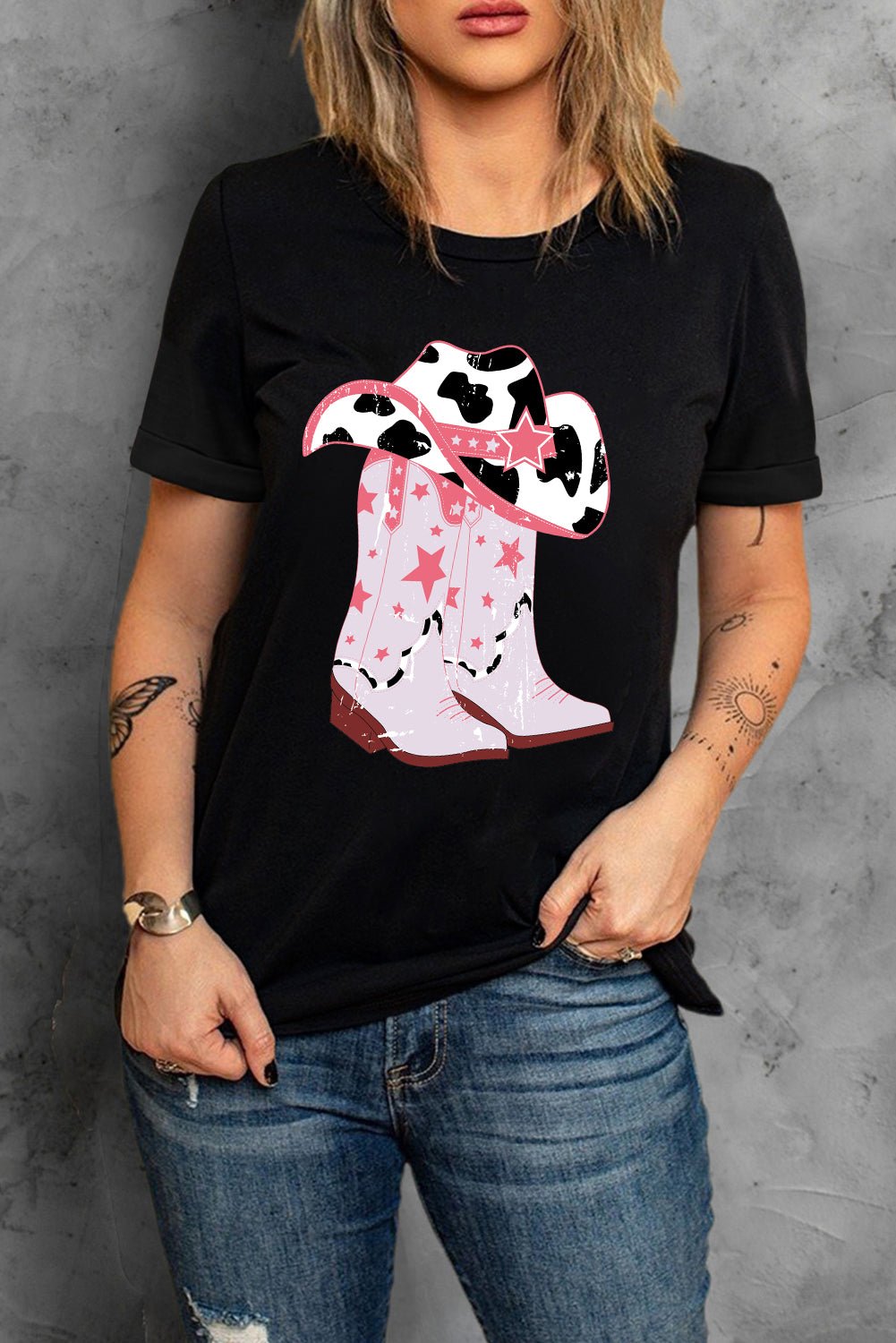 Cowboy Hat and Boots Graphic Tee - Opulent EmpireCowboy Hat and Boots Graphic TeeOpulent Empire