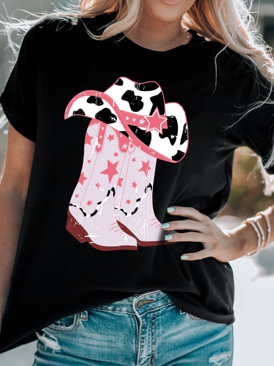 Cowboy Hat and Boots Graphic Tee - Opulent EmpireCowboy Hat and Boots Graphic TeeOpulent Empire