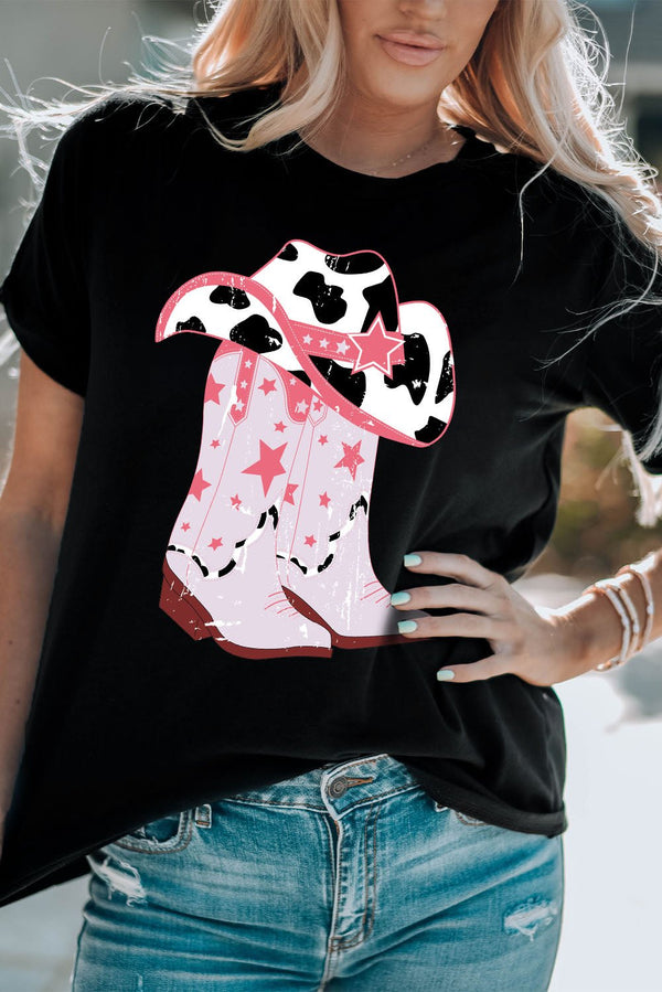 Cowboy Hat and Boots Graphic Tee - Opulent EmpireCowboy Hat and Boots Graphic TeeOpulent Empire