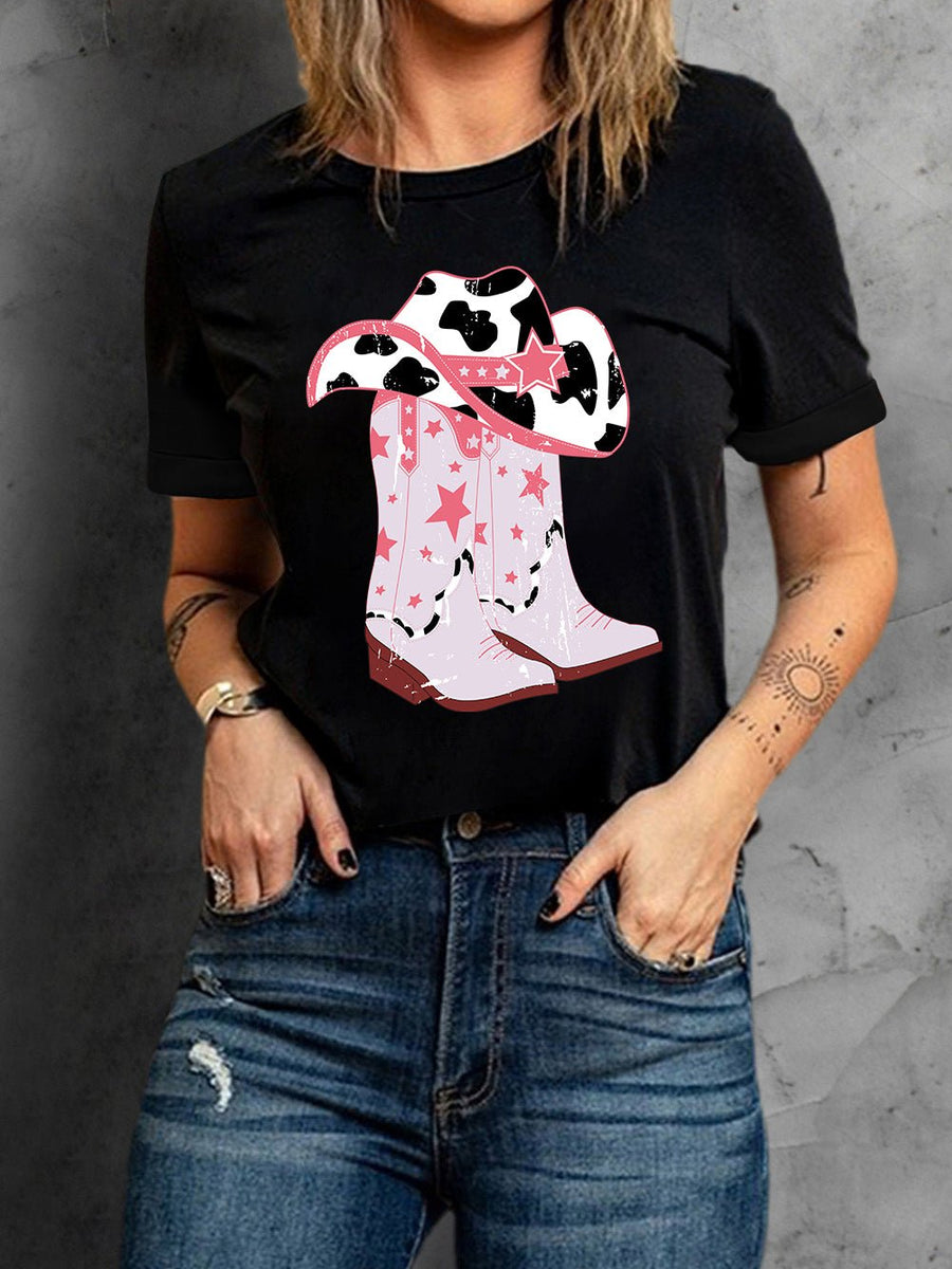 Cowboy Hat and Boots Graphic Tee - Opulent EmpireCowboy Hat and Boots Graphic TeeOpulent Empire