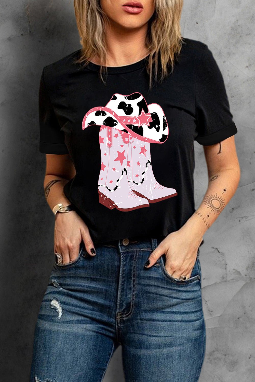 Cowboy Hat and Boots Graphic Tee - Opulent EmpireCowboy Hat and Boots Graphic TeeOpulent Empire