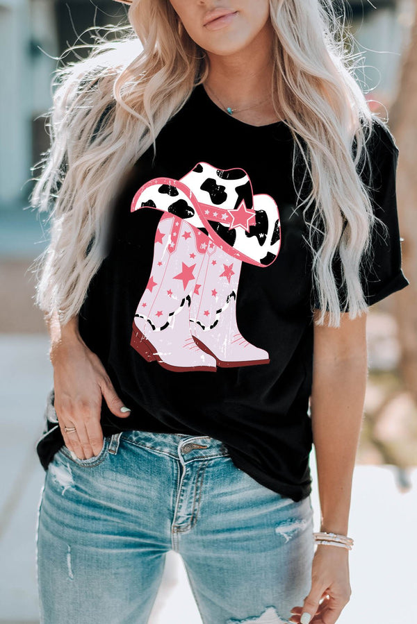 Cowboy Hat and Boots Graphic Tee - Opulent EmpireCowboy Hat and Boots Graphic TeeOpulent Empire