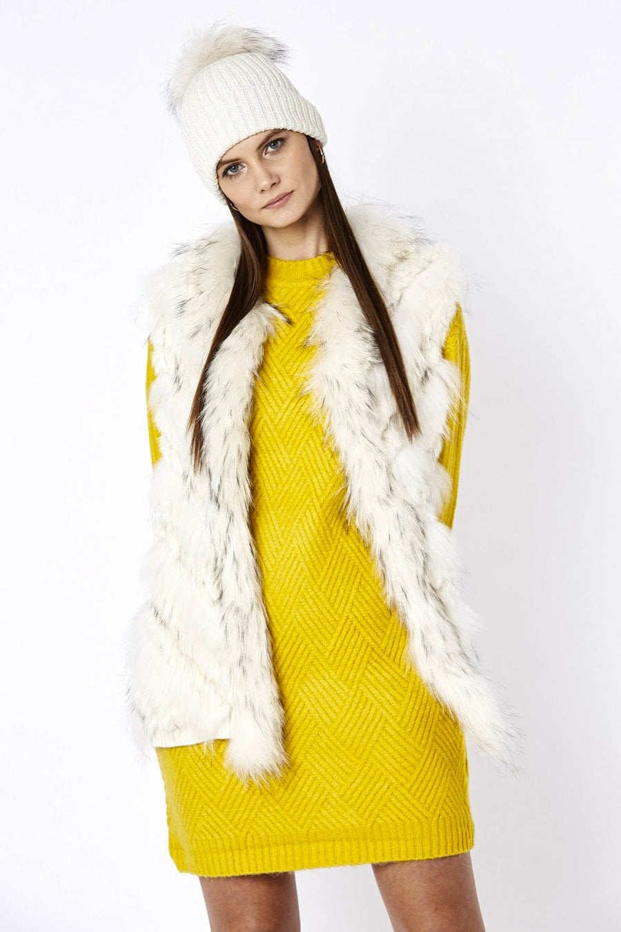 Blaise Monaco — Cream Fox And Coney Fur Gilet Cream Coat or Jacket