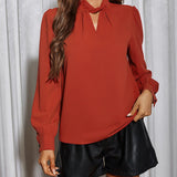 Cutout Puff Sleeve Blouse - Opulent EmpireCutout Puff Sleeve BlouseOpulent Empire