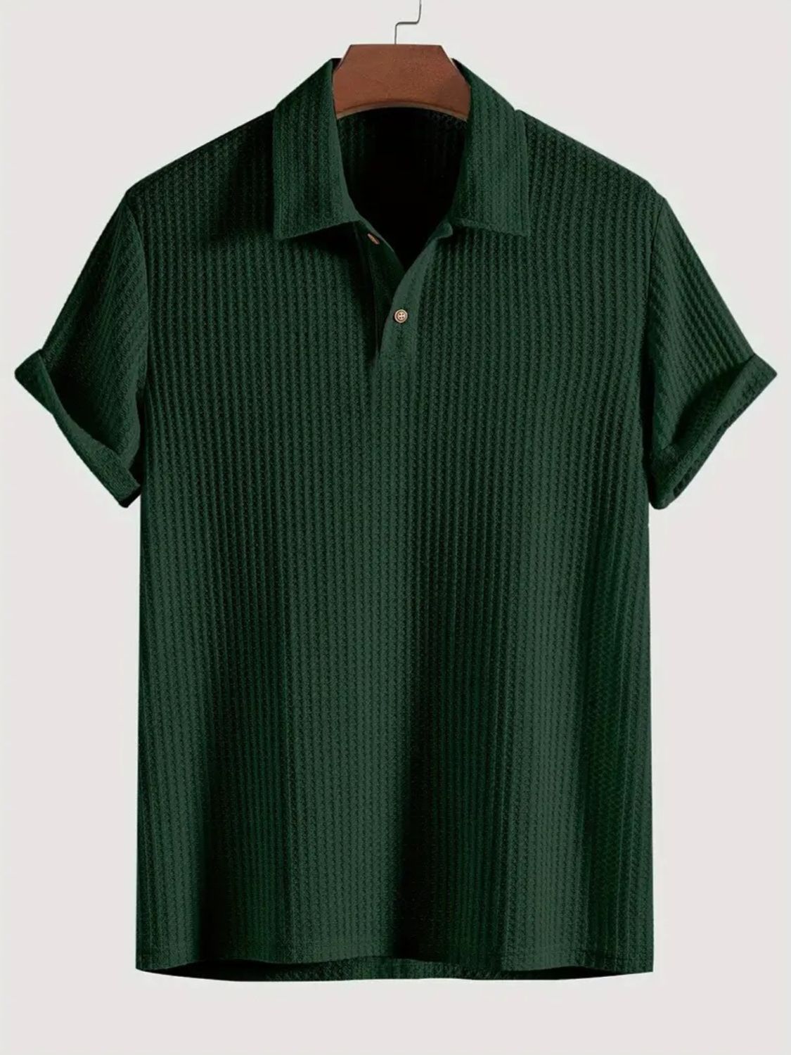Evander Beaumont — Men's Waffle-Knit Collared Neck Short Sleeve Polo Men's Tailored Shorts, alternate view 7