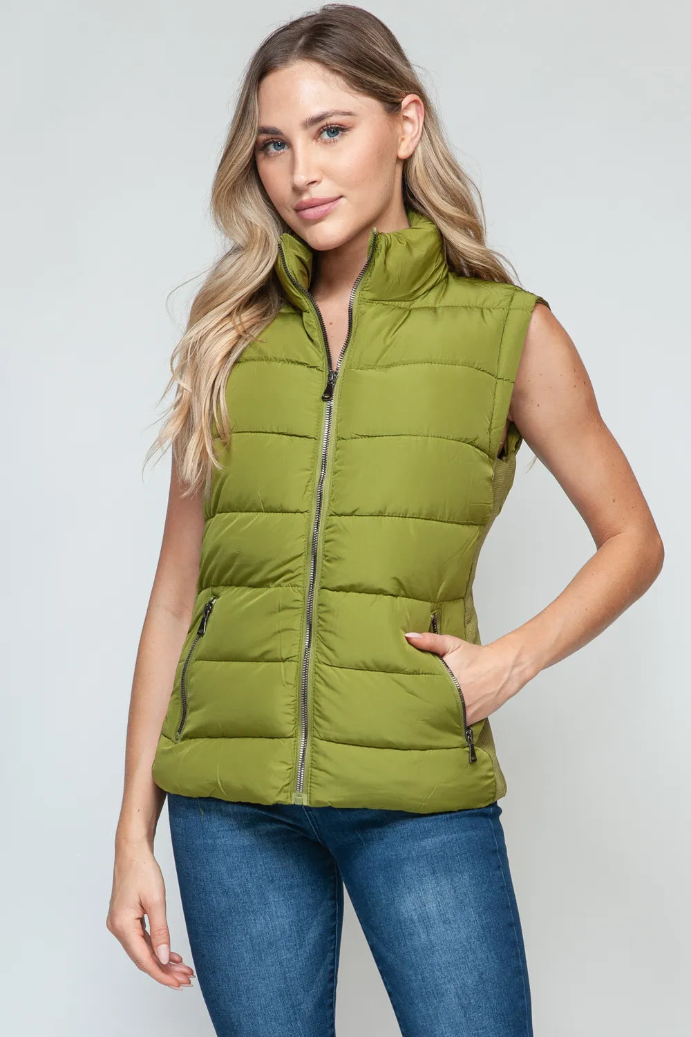 Ocean Saint-Clair — Snobbish Zip Up Turtleneck Vest with Pockets Cardamom Seed Sweater or Cardigan