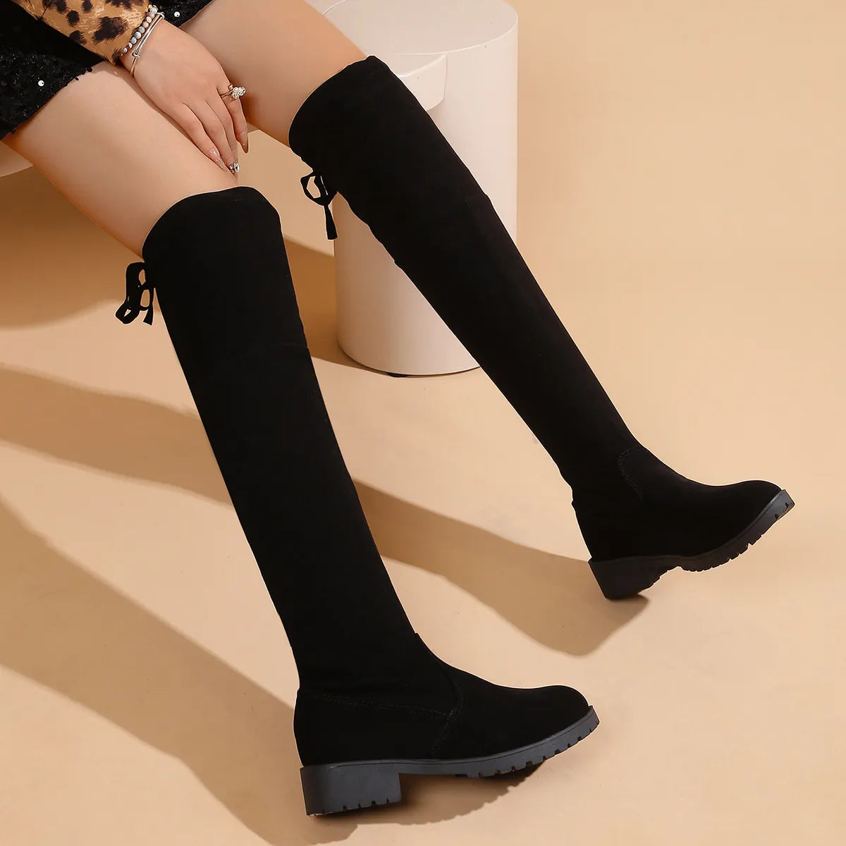 True Bellini — Over-the-Knee Boots with Back Lace-Up Detail Black Fashion Footwear, alternate view 3