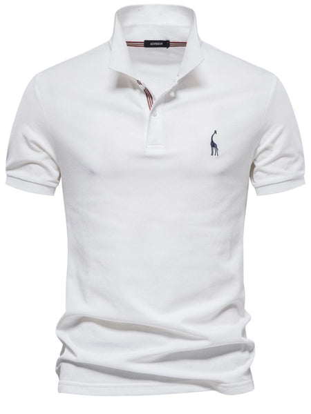 Men's Giraffe Embroidered Short Sleeve Polo - Opulent Empire