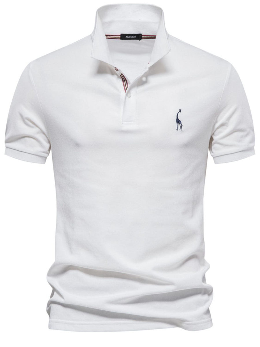 Vincenzo — Men's Giraffe Embroidered Short Sleeve Polo Men's Tailored Shorts