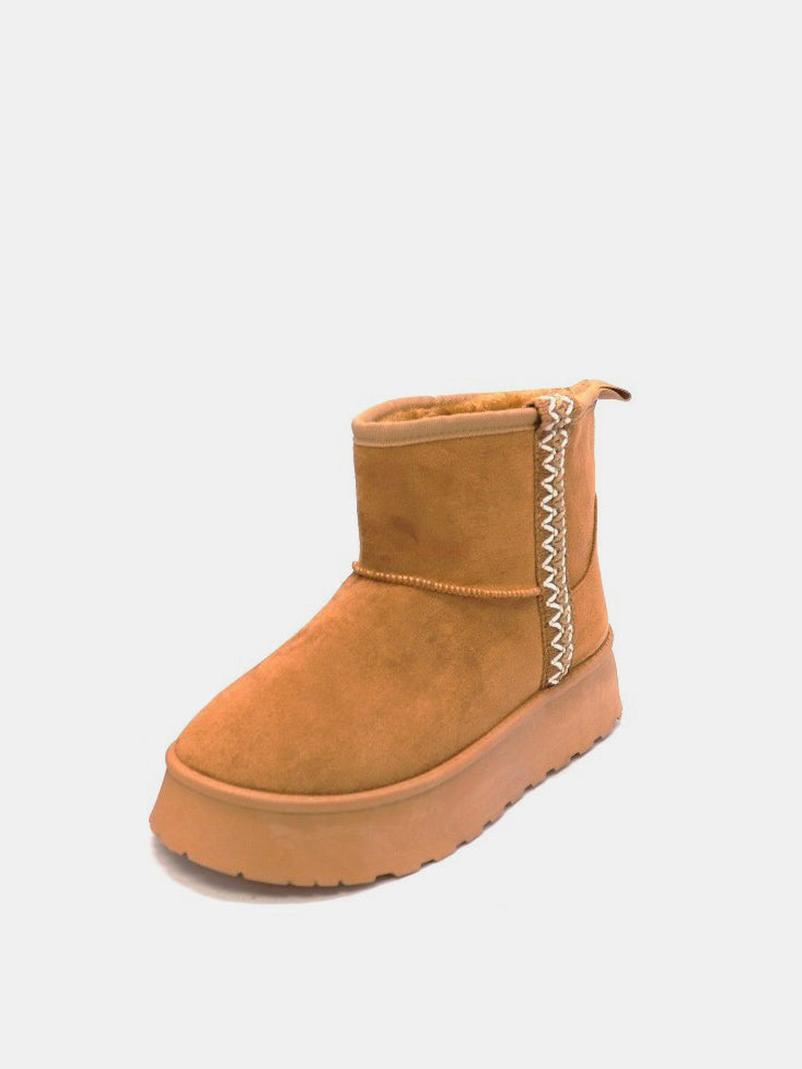 Reese Laurent — WILD DIVA Round Toe Platform Boots Caramel Fashion Footwear, alternate view 3