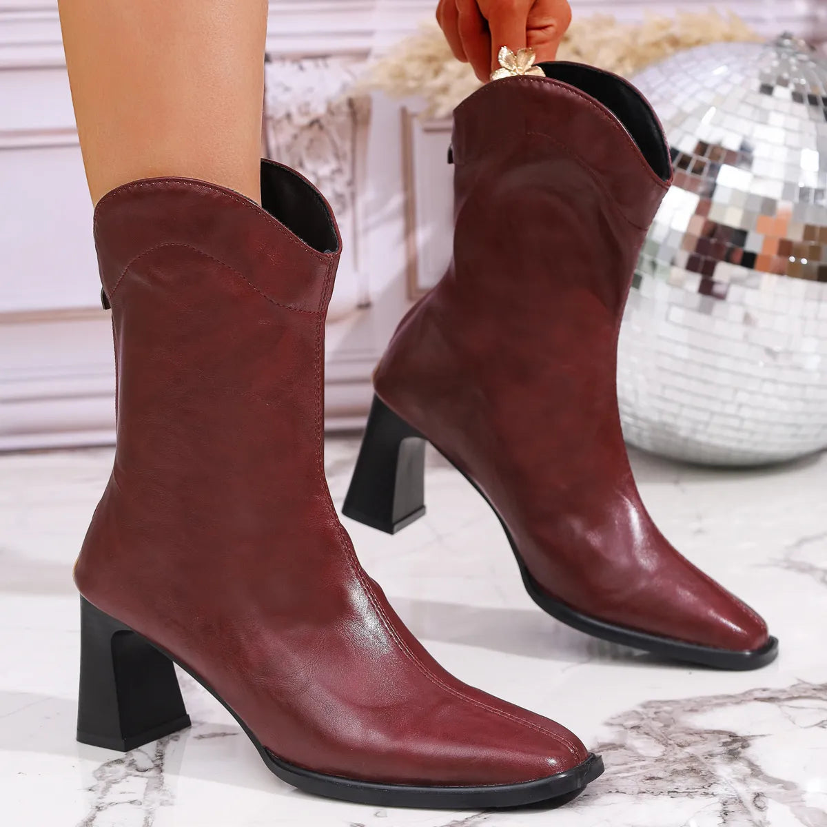 Wren Marino — Leather Block Heel Boots, alternate view 10