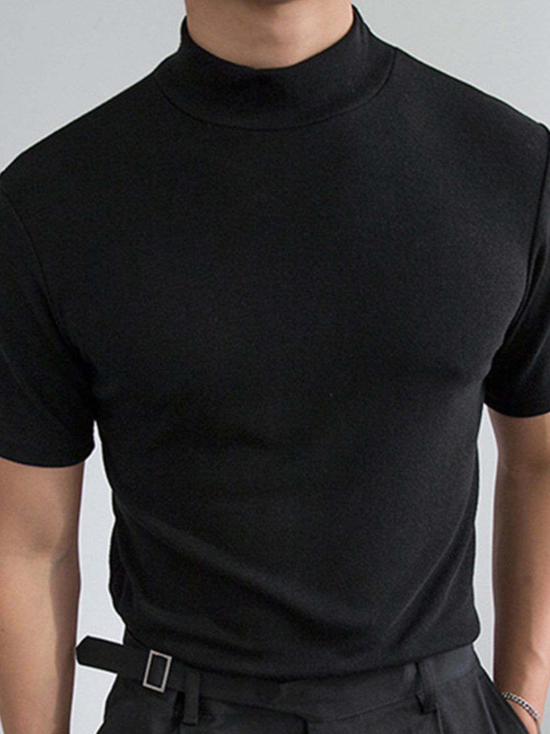 Dominic — Men's Full Size Mock Neck Short Sleeve T-Shirt Plus Size, alternate view 4