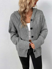 Onyx Valmont — Button-Down Long Sleeve Hooded Sweater