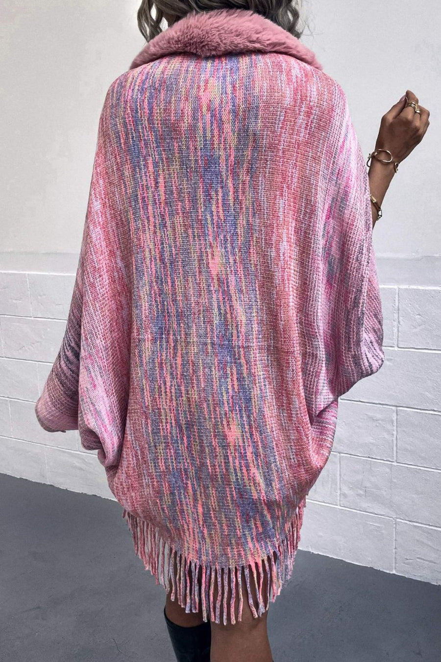 Arden Versailles — Open Front Fringe Hem Poncho, alternate view 2