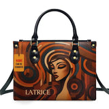 Luxury African Girl Print Leather Top-Handle Tote Handbag for Women