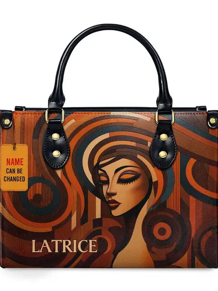 Luxury African Girl Print Leather Top-Handle Tote Handbag for Women