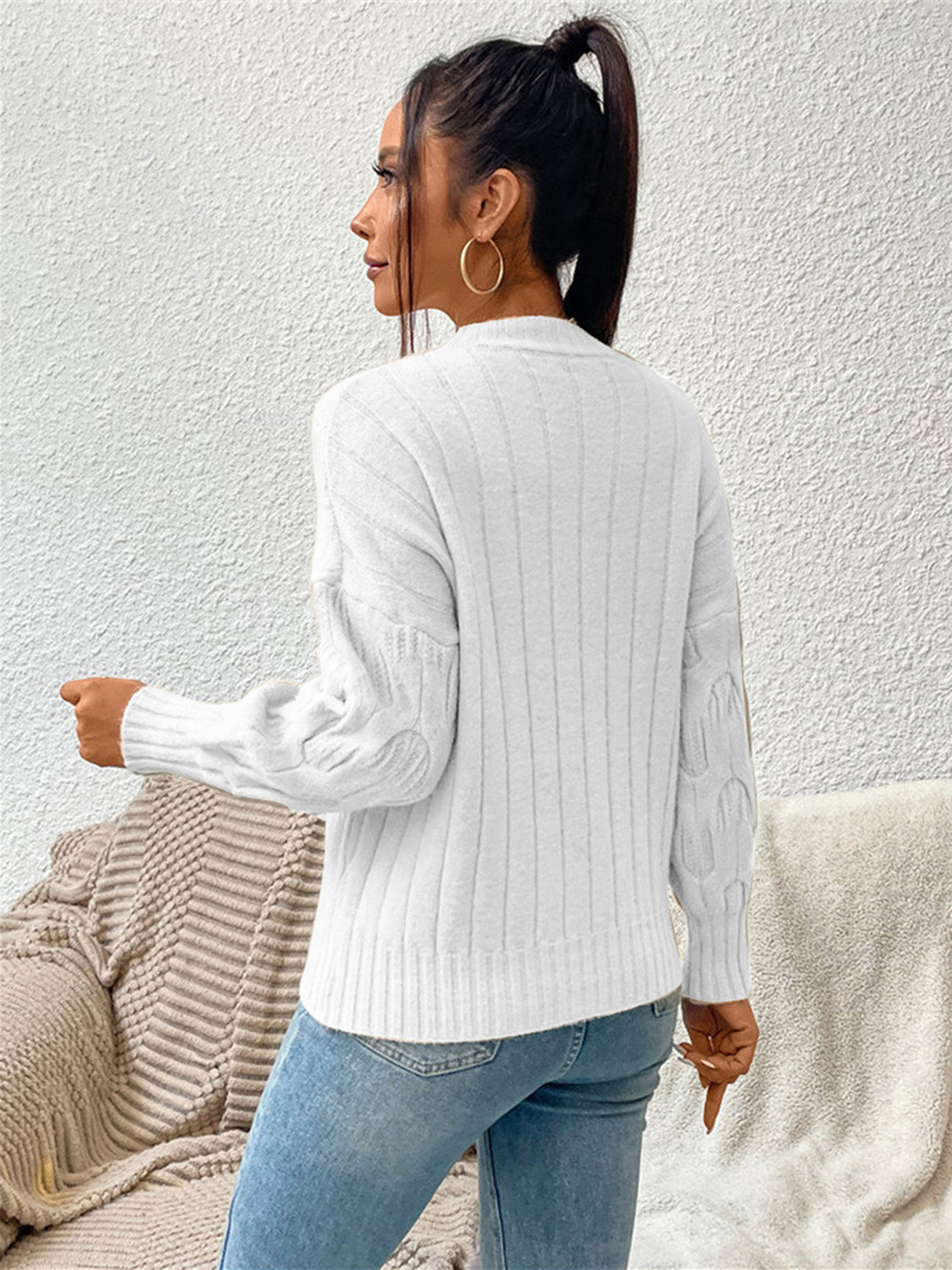 Monroe Delacroix — Round Neck Long Sleeve Sweater, alternate view 16