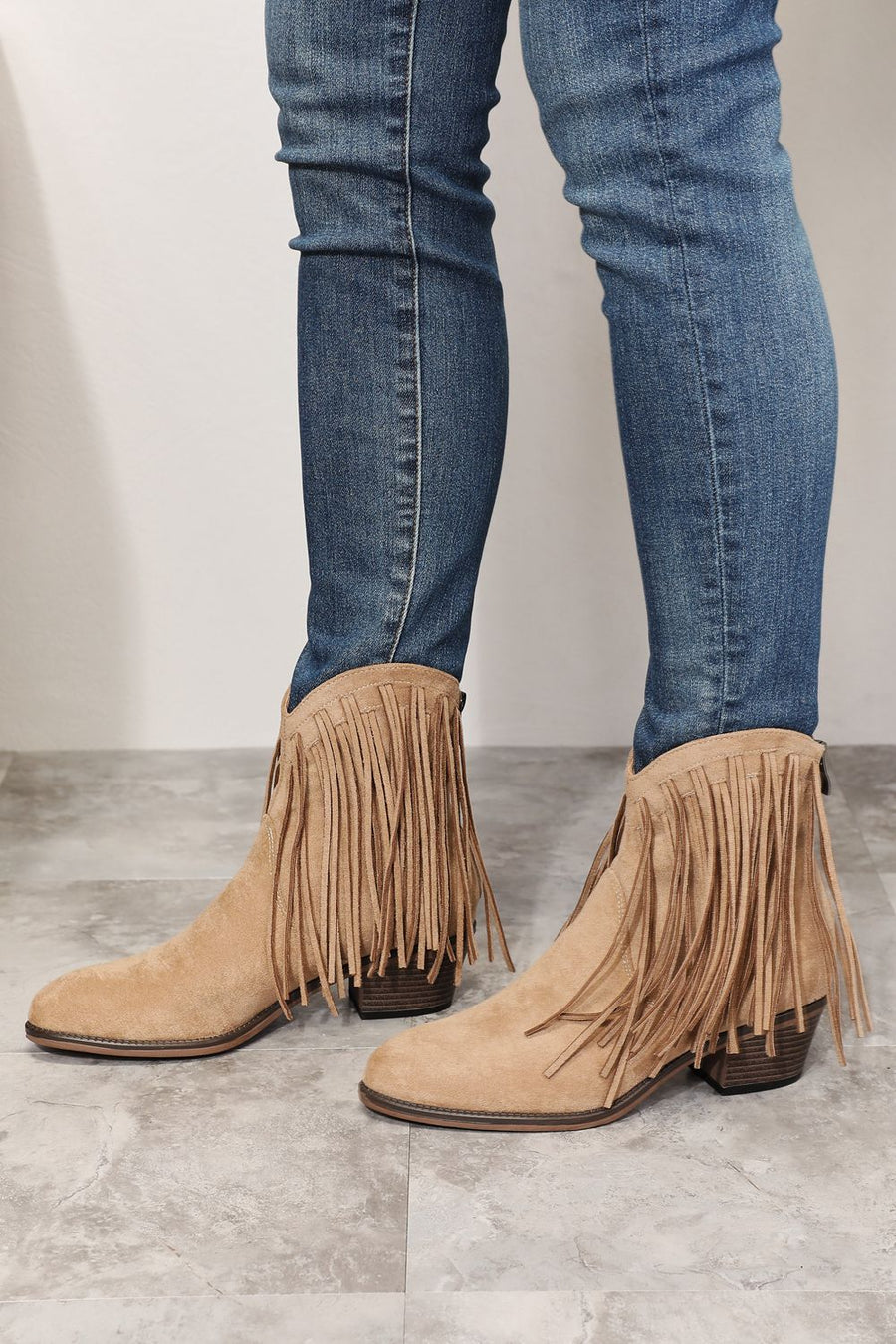 Honorine Montclair — Legend Women's Fringe Cowboy Western Ankle Boots Khaki Women's Fashion Footwear, alternate view 2