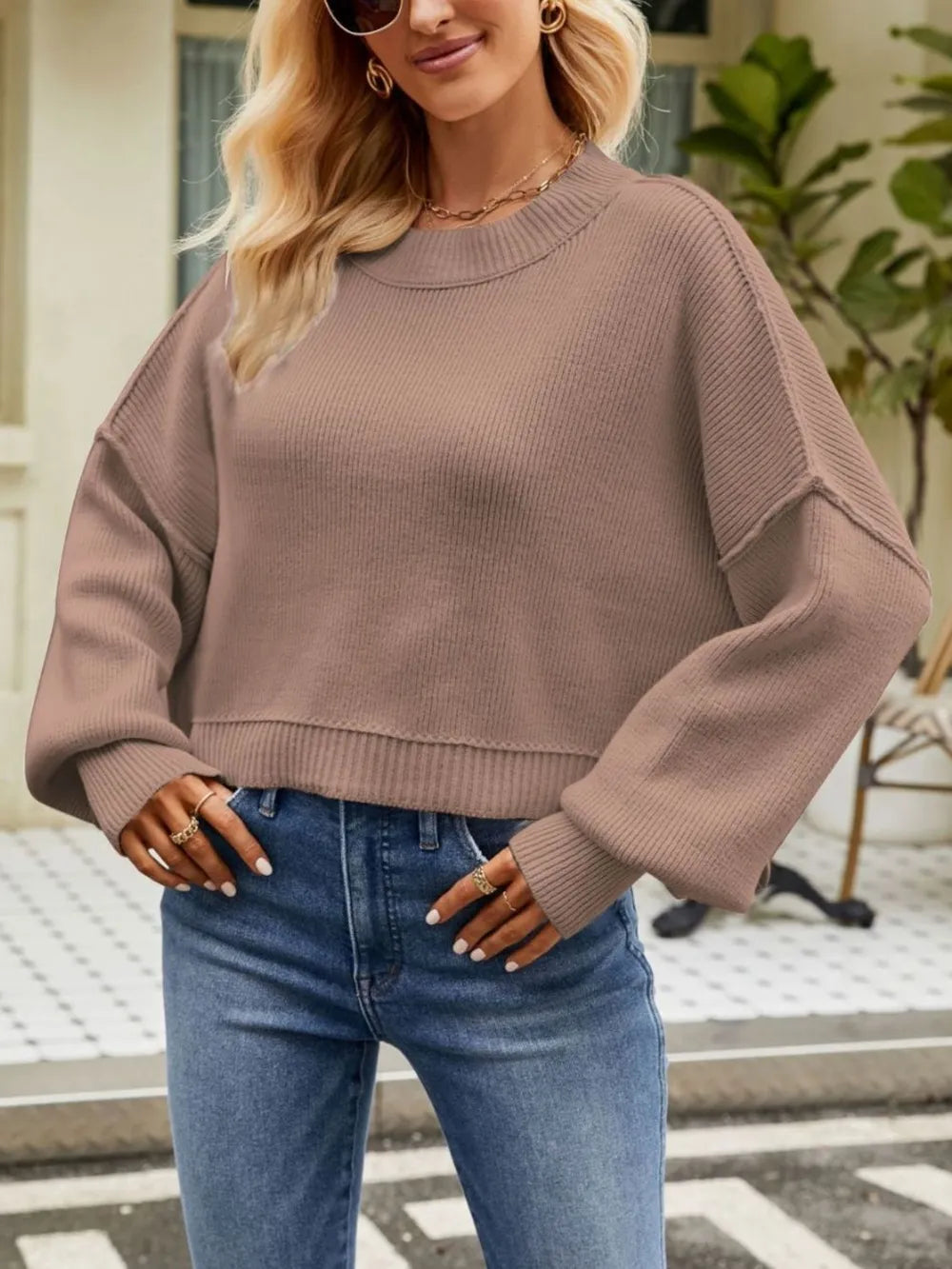 Bellamy Fontaine — Round Neck Dropped Shoulder Sweater, alternate view 13