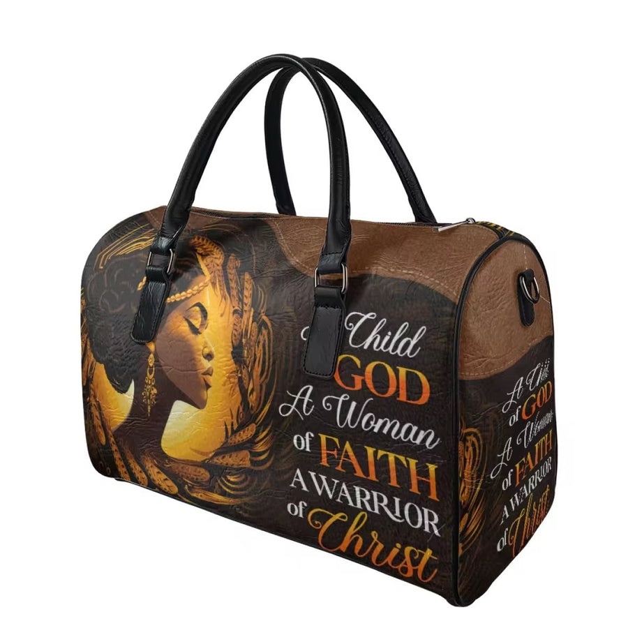 Zahara™ | Elegant African Warrior Faith Leather Duffel - Opulent Empire