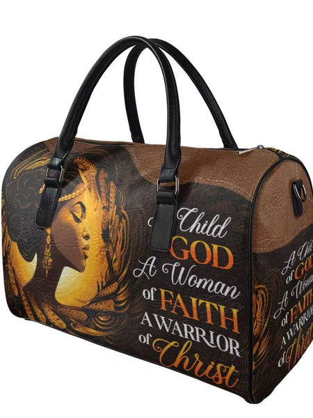 Zahara™ | Elegant African Warrior Faith Leather Duffel - Opulent Empire