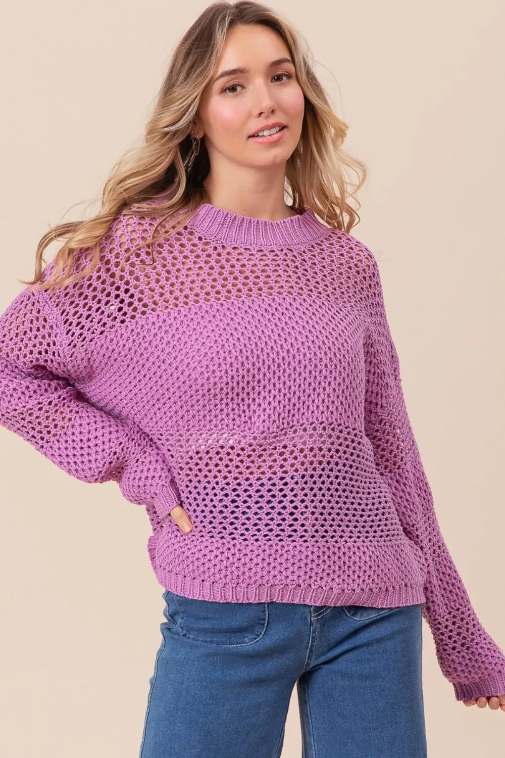Ivory Rivière — BiBi Openwork Long Sleeve Knit Top, alternate view 4